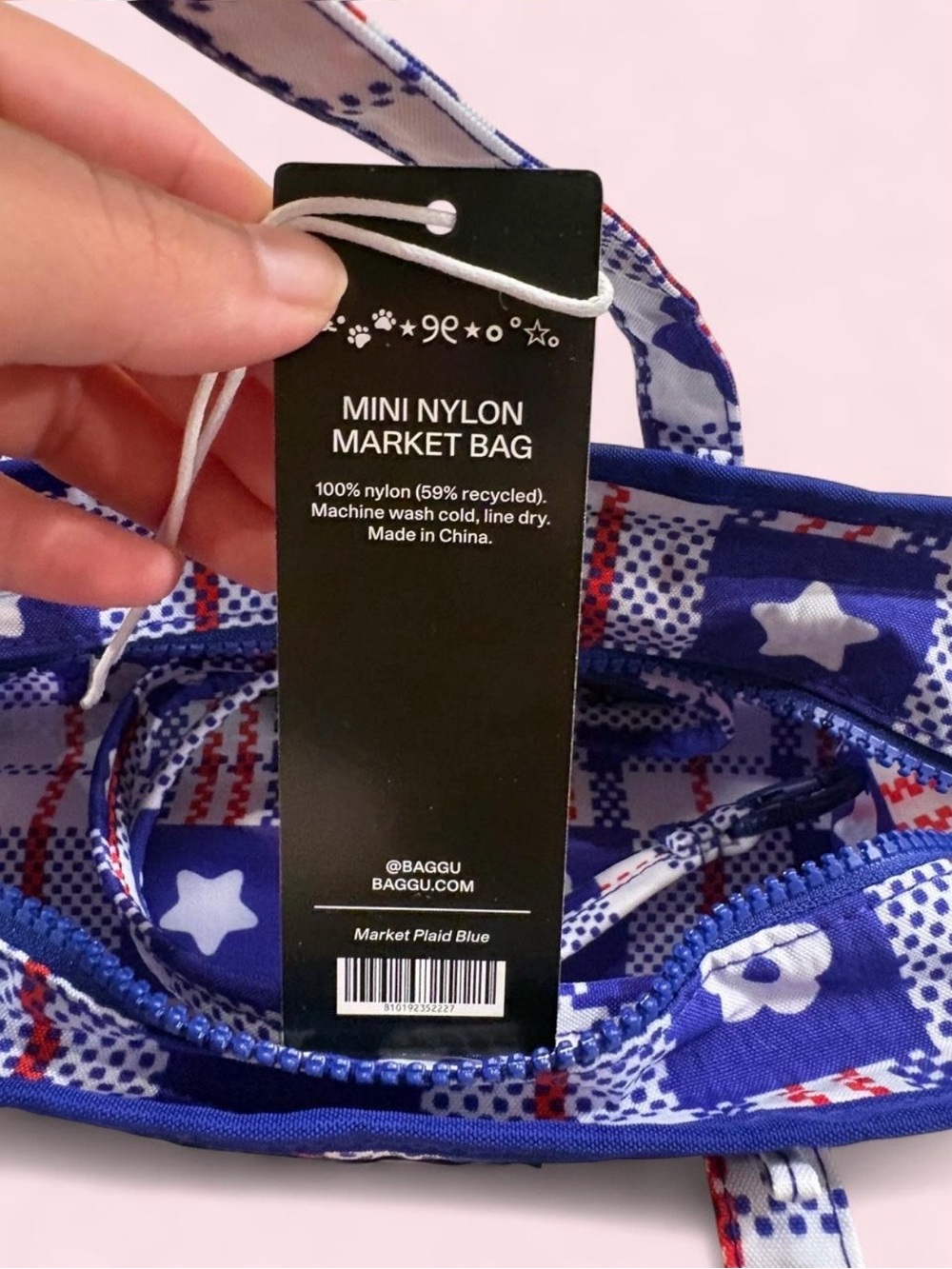 Baggu x Sandy Liang Mini Market tote in blue - Picture 3 of 5